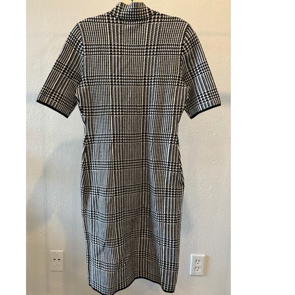 CHAPS Sheath Dress Womens Size Small Plaid White Black Preppy Academia Workwear - Picture 4 of 4